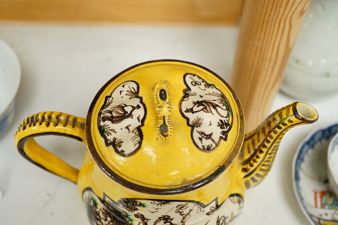 A 19th century Italian maiolica teapot and cover, by Angelo Levantino, 16cm high